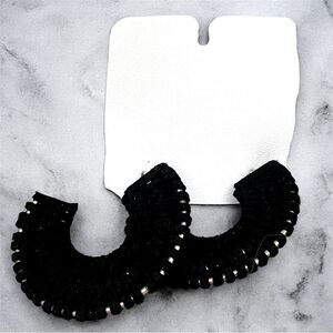 NWT New Free People Black See If I Care Hoop Earrings Lightweight Boho Western